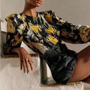 Sezane Boby Shirt Cornelia Print - Size 10 (42)